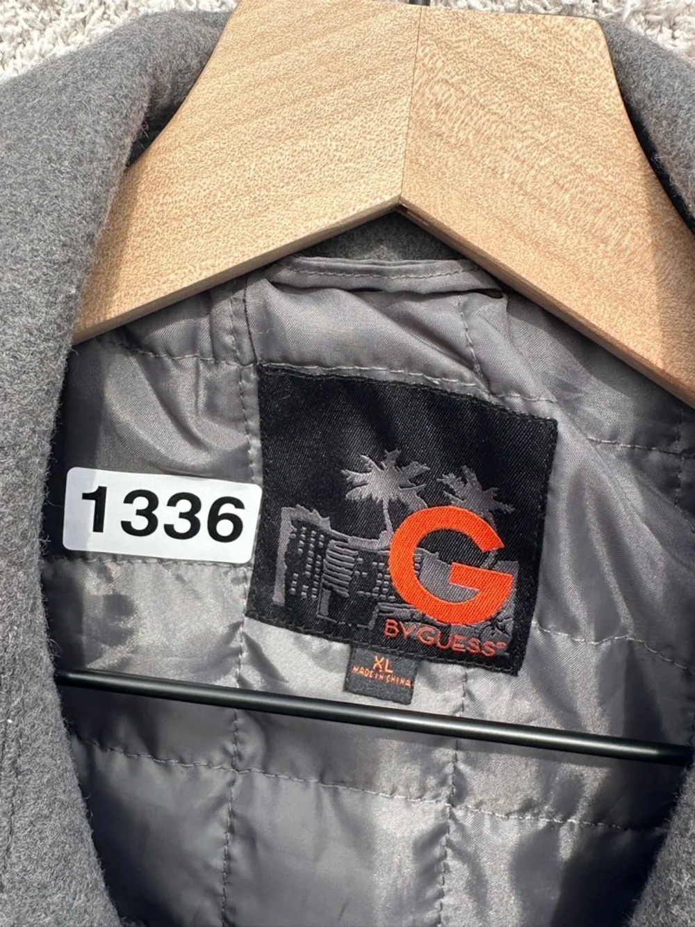 G by Guess Mens Wool Blend Jacket Gray Utility Workwear Coat Quilted Lined XL